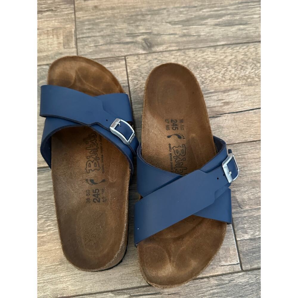 Birkenstock Birki's Women's Blue Santosa Footbed Birko-Flor Sandals Size 7 - Picture 7 of 7